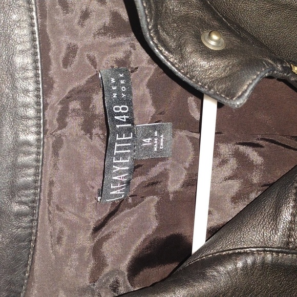 Lafayette 148 100% Leather Dark Brown Mocha Jacket 14 - Picture 4 of 6